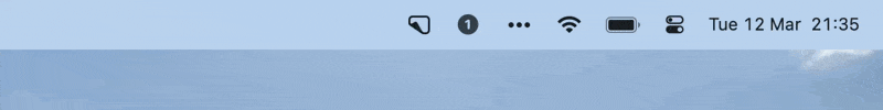 A gif animation showing items in a macOS menu bar showing and hiding based on a mouse click